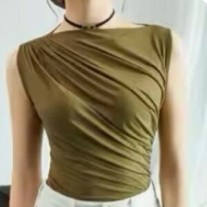 Summer sleeveless top T-shirt - green (ish)